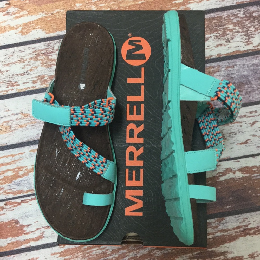🦋Merrell Around Town Sun Vue Thong 10 Turquoise
